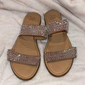Crystal Women's Tan Sandals with Silver Accents